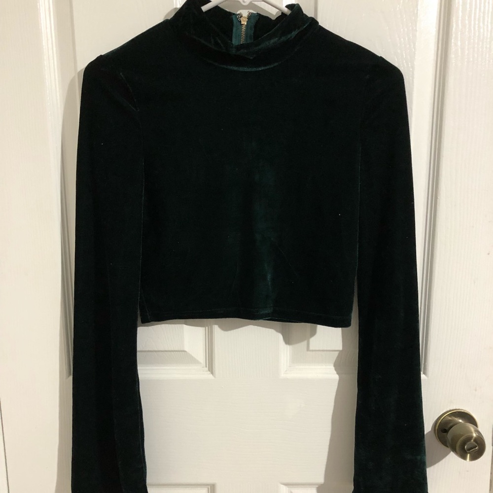 Fashion Nova velvet Christmas green top